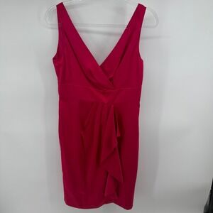 Banana Republic Women's Size 8 Pink‎ V Neck Ruffle Sheath Dress